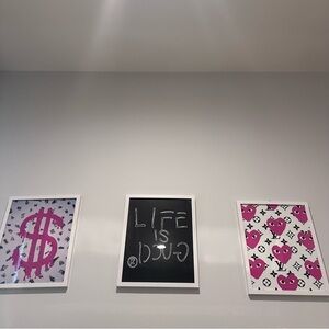 Trendy Girly Designer 3 Piece Wall Art 11x14